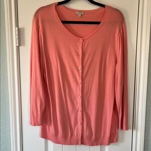 Talbots Coral Button-Up Cardigan